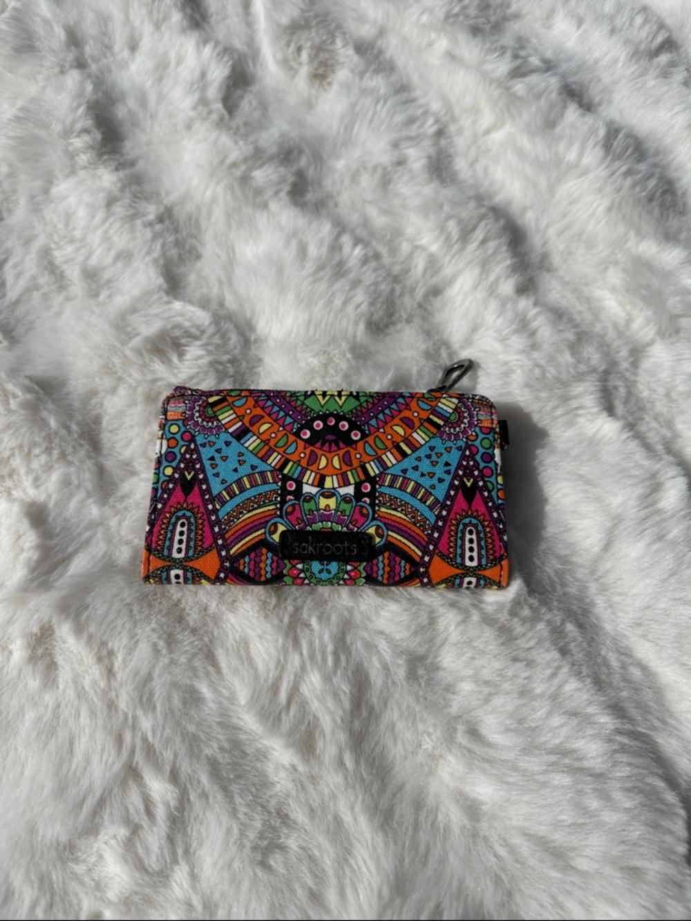 Sakroots Colorful Boho Zip Wallet in Turquoise, Pink & Orange